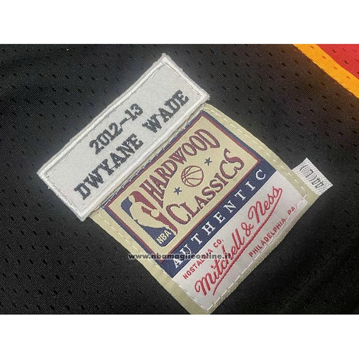 Maglia Miami Heat Dwyane Wade #3 Mitchell & Ness 2012-13 Autentico Nero